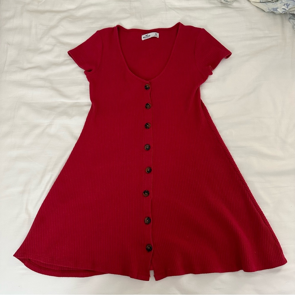 Hollister Red Button Dress